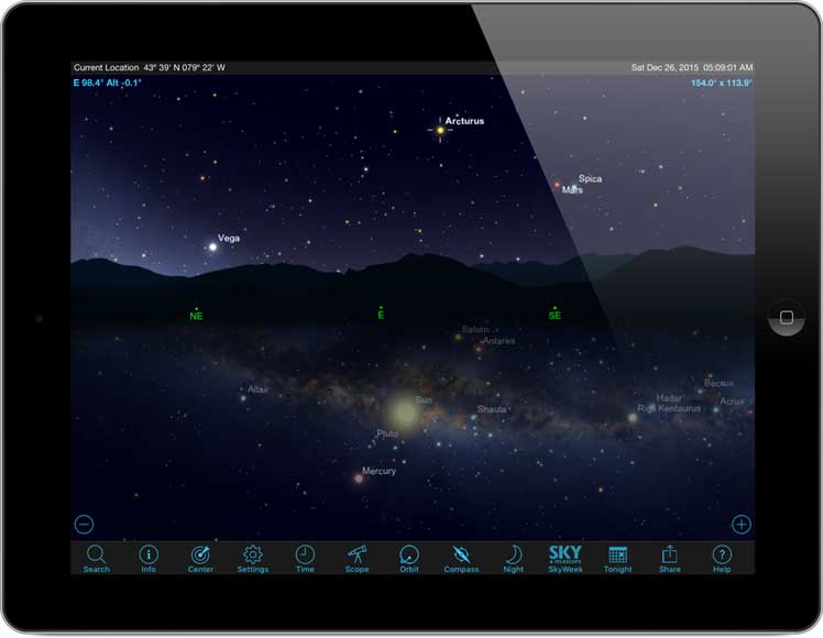 SkySafari 5 on iPad with Panorama & Sky View