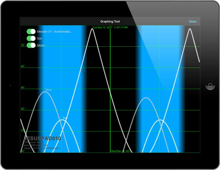 SkySafari 6 on iPad with Graph Tool