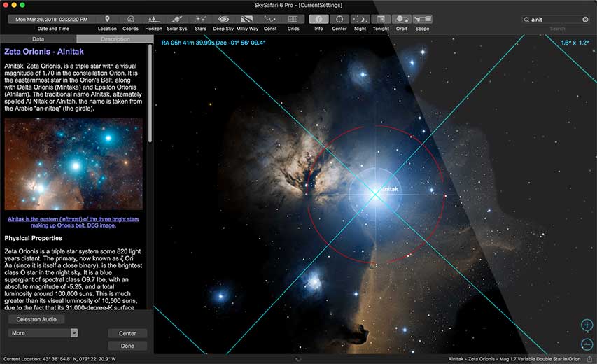 SkySafari 6 Pro Telescope Control FOV Screenshot